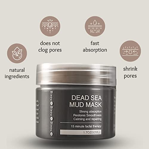 Bisou Bisou Bisou Clay, Dead Sea Mud & Charcoal Gel Face Mask Trio With Applicator, Deep Cleansing Clay And Mask Applicator, Facial Therapy Ph Balanced Hypo-Allergenic #TOP4