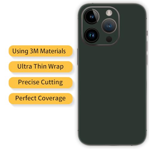 SUKIDIOVQ for 2 Pack iPhone 16 Pro Max Skin Wrap Phone Sticker 3M Vinyl Ultra Thin Slim Ultralight Decal Glass Protector Film Protective Back Side Borders Camera Frame Black Multiple Color