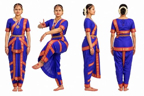 Image of Culture Creation Girls Bharat Natyam Dance Dress | Bharat Natyam Classical Dance Costume for Girls Fancy Outfit Competitions /Annual Functions /School Events