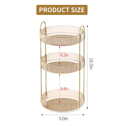 Oifecsie 360° Rotating Makeup Organizer, Large Capacity Skincare Organizer, 3 Tier Cosmetic Skin Care Perfume Dresser Organizer, Fits Cosmetics, Perfume, Skin Care, Lipstick