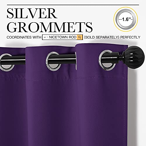 image for NICETOWN Purple Blackout Curtains 96 inches Long, Niose Reducing and T