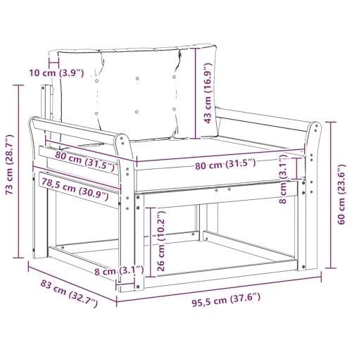 Sofá modular de acacia para jardín y balcones con terraza 3