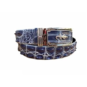 VN wax patina Genuine WHOLE crocodile hornback leather skin belt for men width 3.8cm , alligator leather belt for Blue