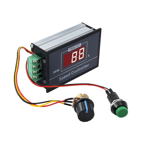 Controlador de Velocidad Motor PWM DC 6-60V 6V 12V 24V 48V 30A Regulador de Voltaje Ajustable Pantalla Digital Potenciómetro con Interruptor de Parada y Arranque