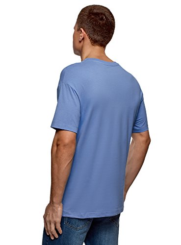 Oodji Ultra Uomo T-Shirt in Cotone Dritta, Blu, IT...