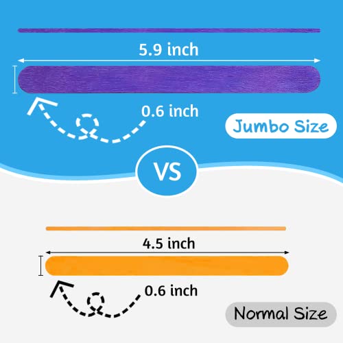 Wisyok 120 Pcs 6” Colored Jumbo Wooden Craft Sticks, Rainbow Wooden Popsicle Sticks, Wide Lollipop Sticks, Treat Sticks Ice Pop Sticks Fir Creative Designs Or Kids Education, Home Art Projects #TOP2