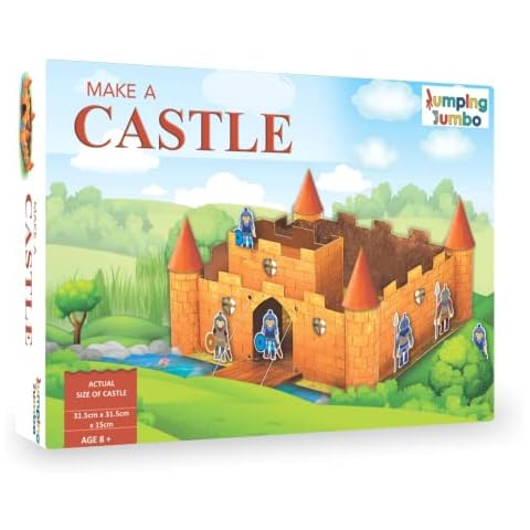 JumpingJumbo Craft Kit Castle ,Construct a castle, Paper Crafting Kit, Arts & Crafts Kit, DIY for Kids, Birthday Gift for Kids, Craft Set for Kids 8+, cardboard craft colouring kit, Kids activity toys Cover