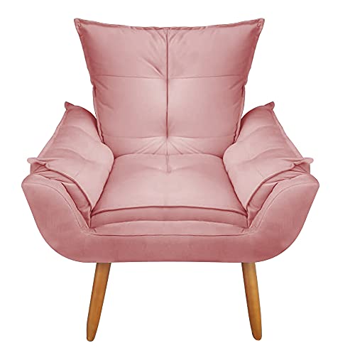 Poltrona Decorativa Para Sala E Recepção Opala Suede Rosa - DL DECOR