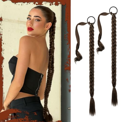 Sofeiyan Long Braid Ponytail Extension with Hair Tie Straight Sleek