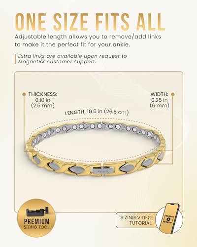 Image of MagnetRX Titanium Magnetic Bracelet - Ultra Strength Magnets Anklet for Women (Silver & Gold)