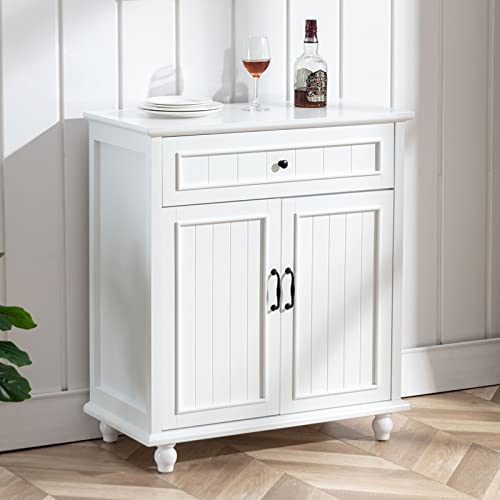 Scurrty Buffet Cabinet Bar Cabinet With Storage, 38 Inch Coffee Bar Cabinet Kitchen Buffet Storage Cabinet With 4 Drawers, Sideboard Buffet Cabinet For Kitchen, Dinning Room And Living Room, White #TOP1