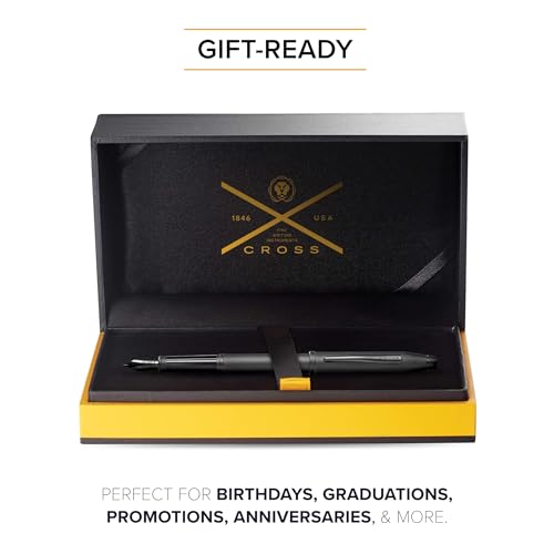 Image of Cross Century 2 Black micro knurl Fountain pen (fine) with matte black PVD trim in luxury gift box