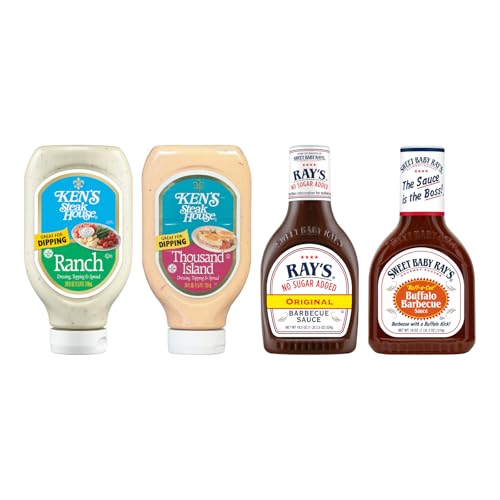 Ken's Steak House And Sweet Baby Ray's Sauce & Dressing Variety Pack - (BBQ Sauce - 18.4oz, Buff-a-Cue Sauce, 18oz, Ranch Dressing, 24oz, & Thousand Island Dressing 24oz) (1Ea)