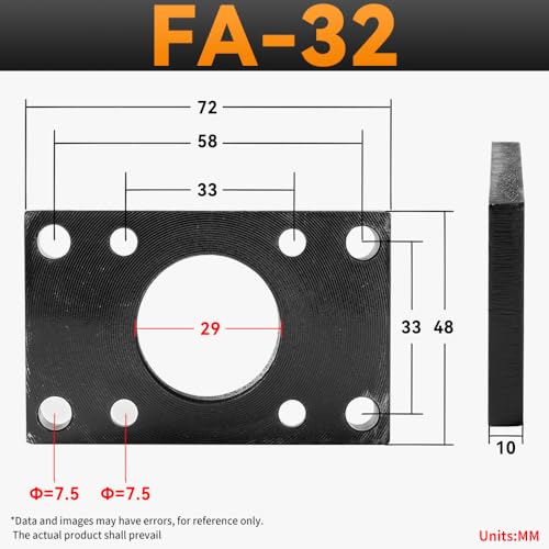 Image of SC Cylinder FA-32 Accessories Square Flange Plate Cylinder Diameter Universal Fitting mounting Plate Fixing Frame with 4 Screws