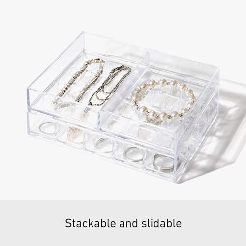 Image of Like-it | MX-T12 | System Tray | Stackable Organizer | Drawer Organizer | A6 | 2 Divide |4.53 inch x 6.06 inch x 1.18 inch | Clear |