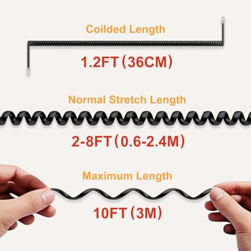 Uvital Telephone Phone Handset Cable Cord, 10 Feet Phone Cord, 2 Pack Black - 2