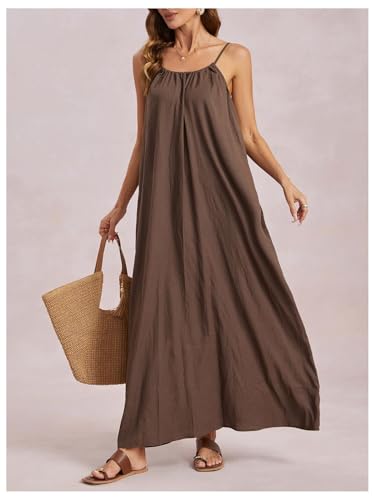 Image of MakeMeChic Women's Summer Flowy Maxi Dresses Vacation Spaghetti Strap Sleeveless Backless Dress