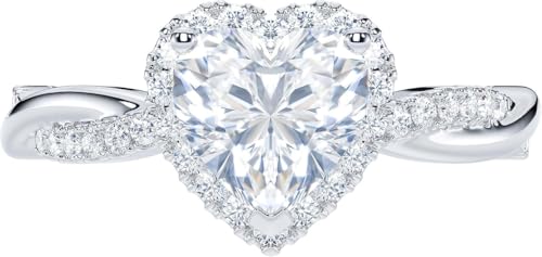 AARK & CO 2.50Ct Heart Cut Lab Created Diamond Halo Woman's Heart Shape Engagement Ring 14K White Gold Finish
