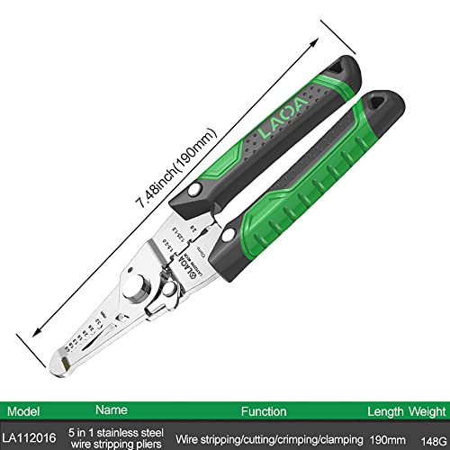 Wire Stripper Tool,Laoa Wire Stripper 5In1 Wire Cutter,Wire Crimping Tool,Stainless Steel Wire Crimper,Cable Stripper Multi-Function Electrician Pliers #TOP1