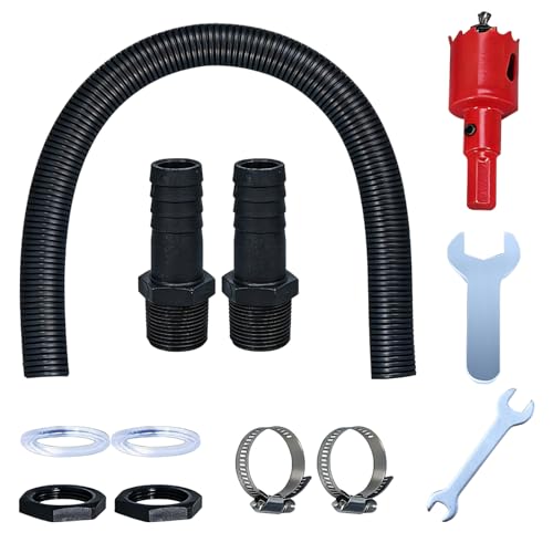 Recuperateur D Eau de Pluie pour Tuyau Kit, 2 Raccord Récupérateur Eau de Pluie, mit Tuyau de Raccordement de 1m, Clé Plate, Clé Spéciale pour Ecrousavec...