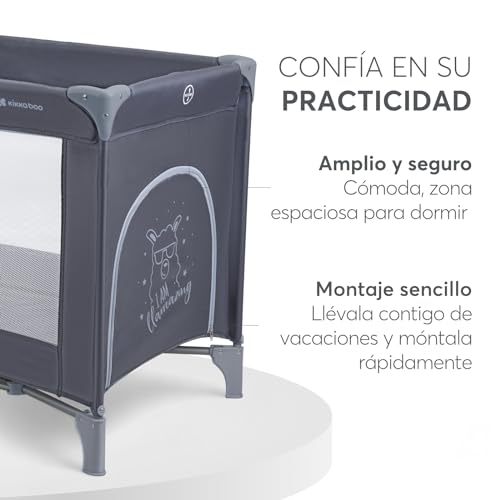 Image of KikkaBoo SO Gifted Travel Cot, up to 15 kg, Park Cot 120 x 60 cm, 1 Level, Foldable, Lightweight, Carry Bag, Compact, Navy Blue