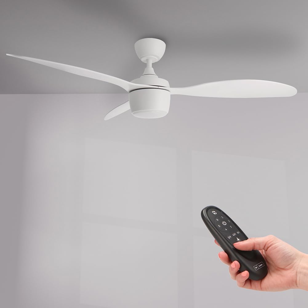 M Ledme LM8803 Ventilatore da soffitto LED 51W Silenzioso bianco con luce da 18 W e telecomando