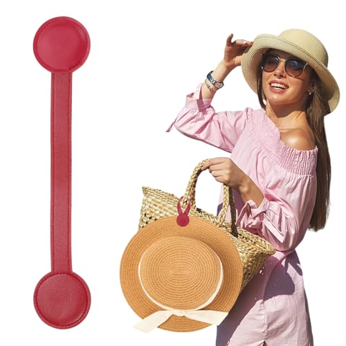 uxcell Hat Clip for Travel on Bags, Magnetic Holder Hands, Free Bag Backpack PU Fashionable Clip-Protect Hat from Falling for Hanging on Handbags Totes Luggage Purse, Red