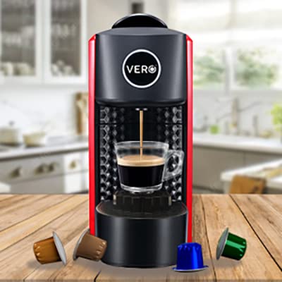 Image of VERO Infuso Pro Capsule Coffee Machine, Red, 20 Bar Italian ULKA Pump Espresso Maker, Compatible with Nespresso Original, 3 Brew & Temp Customization, Professional Coffee Maker, 2 Yr Warranty