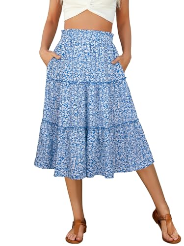 Image of Berydress Midi Skirts for Women 2026 High Waist Casual Summer Boho Skirt