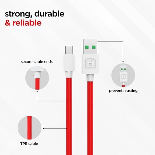 Image of Dubstep Blaze Ultra 15W USB-A to Type-C Fast Charging Cable,1 Meter, 480 Mbps Data Transfer, 60K Bend Life (Red)