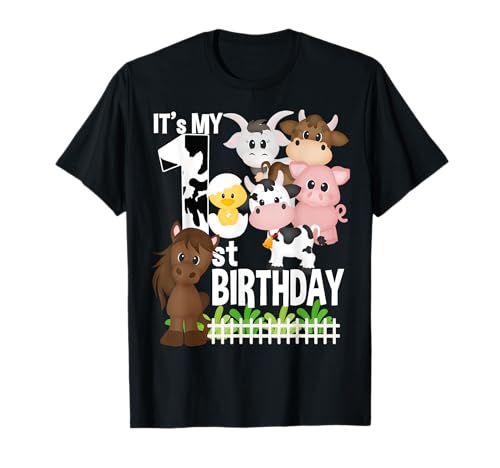 It's My 1st Birthday Party Farm Animals Barnyard Theme Bday Maglietta