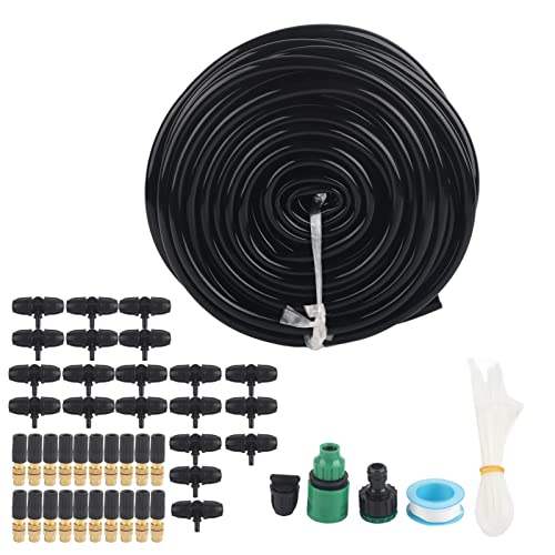 Garden Watering System, 20M Hose Drip Irrigation Kit, Adjustable Atomizing and Copper Nozzles, 20-Piece Set