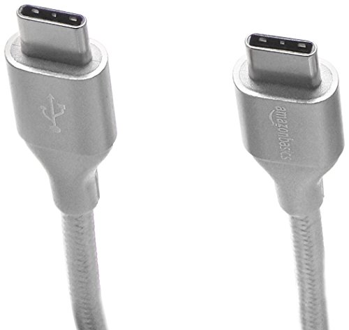 Image of Amazon Basics Double Braided Nylon USB-C to USB-C 2.0 Fast Charging Cable, 3A - 10-Foot, Silver