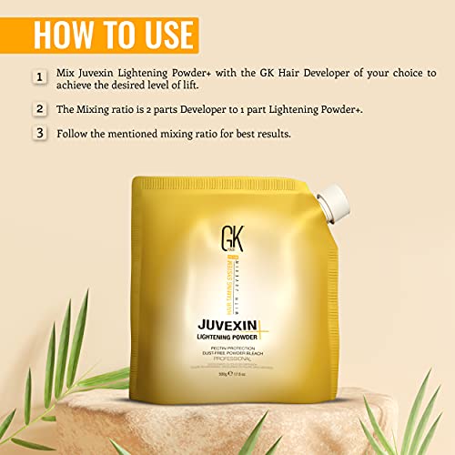 GK HAIR Global Keratin Lightening Powder (17.6 Fl Oz/500g) Pectin Protection Dust Free Powder Bleach Fast Acting Blue Base Prevents Loss of Moisture Provide Ideal Viscosity