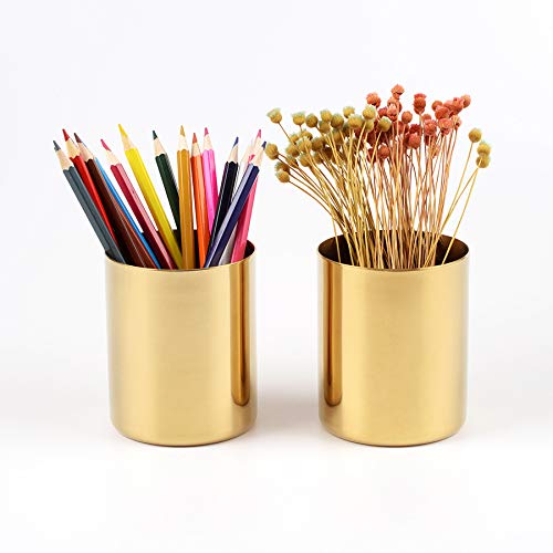 Liseng 10 * 8 cm Or Fleur Vase Porte Stylo Conteneur De Stockage De Bureau pour Bureau À Domicile - Cylindre