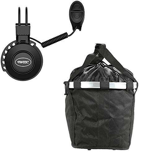 Lixada Bicycle Basket with Bell Set, Small Pet Dog Carrier Bike Handlebar Front Basket - Folding Detachable Removable Easy Install Quick Released Picnic Shopping Bag, Max. Bearing:15-22lbs