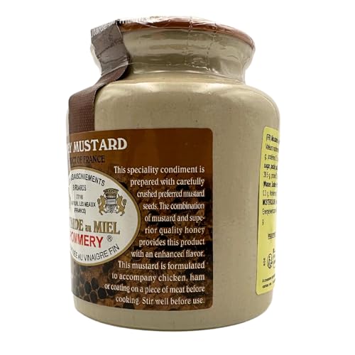 Pommery French Whole Grain Mustard with Honey in a Crock - Moutarde de Meaux, 8.8 Ounce