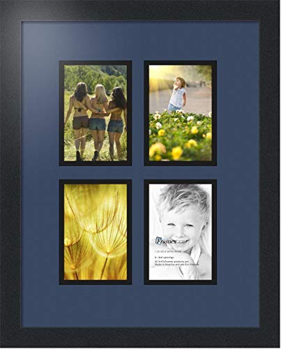ArtToFrames Collage Photo Frame Double Mat with 4 - 4x6 Openings and Satin Black Frame