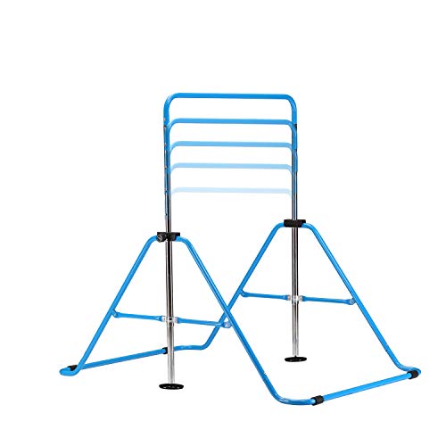 HYD-Parts Gymnastics Kip Bar Kids, Junior Training Bar,Height Adjustable Horizontal Bars, Folding Gymnastics Bars Monkey Bars for Kids (Blue)