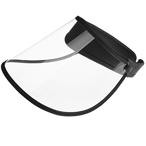 [LENITH] Protective Cap Face Shield With Transparent Sun Visor For Both Men and Women - Outdoor UV Protection, Windproof, Dustproof, Splashproof Full Face Cover Safety Headband Hat (Black)