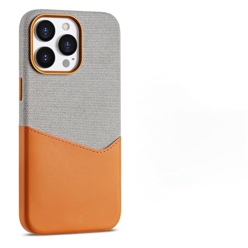 Étui portefeuille iPhone 14 Pro orange en cuir microfibre double face
