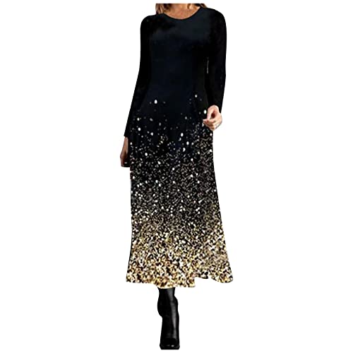 Vestido Largo de Manga Larga para Mujer, Suelto Casual Tallas Grandes Floral Diario Transpirable...