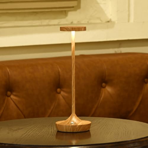 Image of Cordless Table Lamps Rechargeable，LED Portable Wireless Lamp, 6000mAh Battery Operated Touch Control, 3 Color Temperature Stepless Dimmable Night Light for Restaurants Outdoor (Light Woodgrain2)
