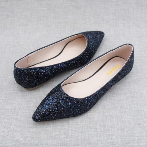 Milooey shoes Women's Comfy Ballet Flats Pointed Toe Chunky Low Heels Slip On Chic Prom Party Daily Shoes Size 4-16 US3