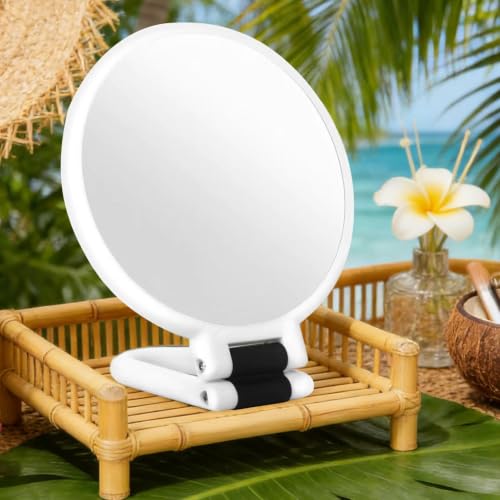 Espejo de maquillaje compacto y plegable con doble cara para vanidad doméstica 4