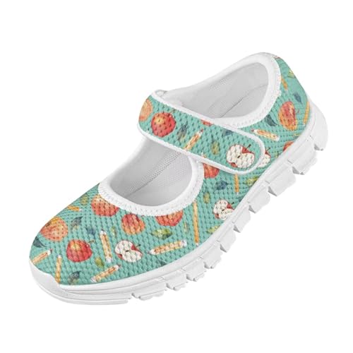 Binienty Girls School Uniform Shoes Classical Flats Mary Jane Sneakers Breathable Mesh Flat Shoes