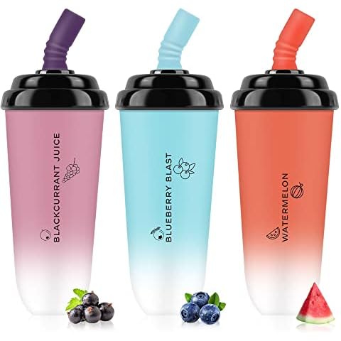 KINEX Disposable Vape No Nicotine, Mini Cup 5000 Puffs Vape Pens, Stylish Rechargeable E Cigarette Vape Starter Kit, Fruit Flavour Vapes with Type-C Cable,Pack of 3, 15,000 Puffs in Total Cover