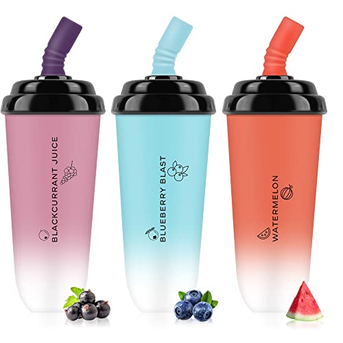 KINEX Disposable Vape Kit, Mini Cup 5000 Puffs Vape Pens, Stylish Rechargeable E Cigarette No Nicotine, Fruit Flavour Vapes with Type-C Cable, Pack of 3, 15,000 Puffs in Total