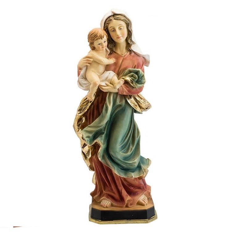 Vierge avec Enfant figurine DRW d'art religieux peinte à la main