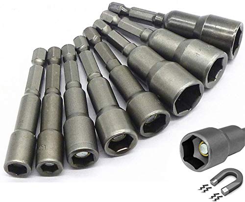 Industrial 8PCS Power Magnetic Screwdriver Nut Driver Set Impact 1/4